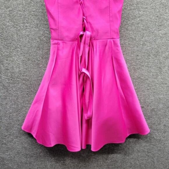Blondie Nites Juniors Size 5 Hot Pink Lace Up Back Fit & Flare Mini Dress NWT - Picture 6 of 12